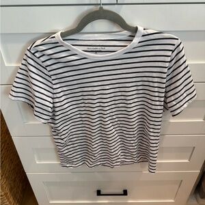 Abercrombie & Fitch Navy and White Striped Tee
